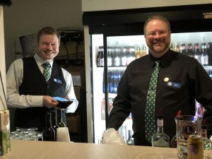 Bartenders Andrew on the left and Jason on the right. Sporting their Christmas ties Dec 2019